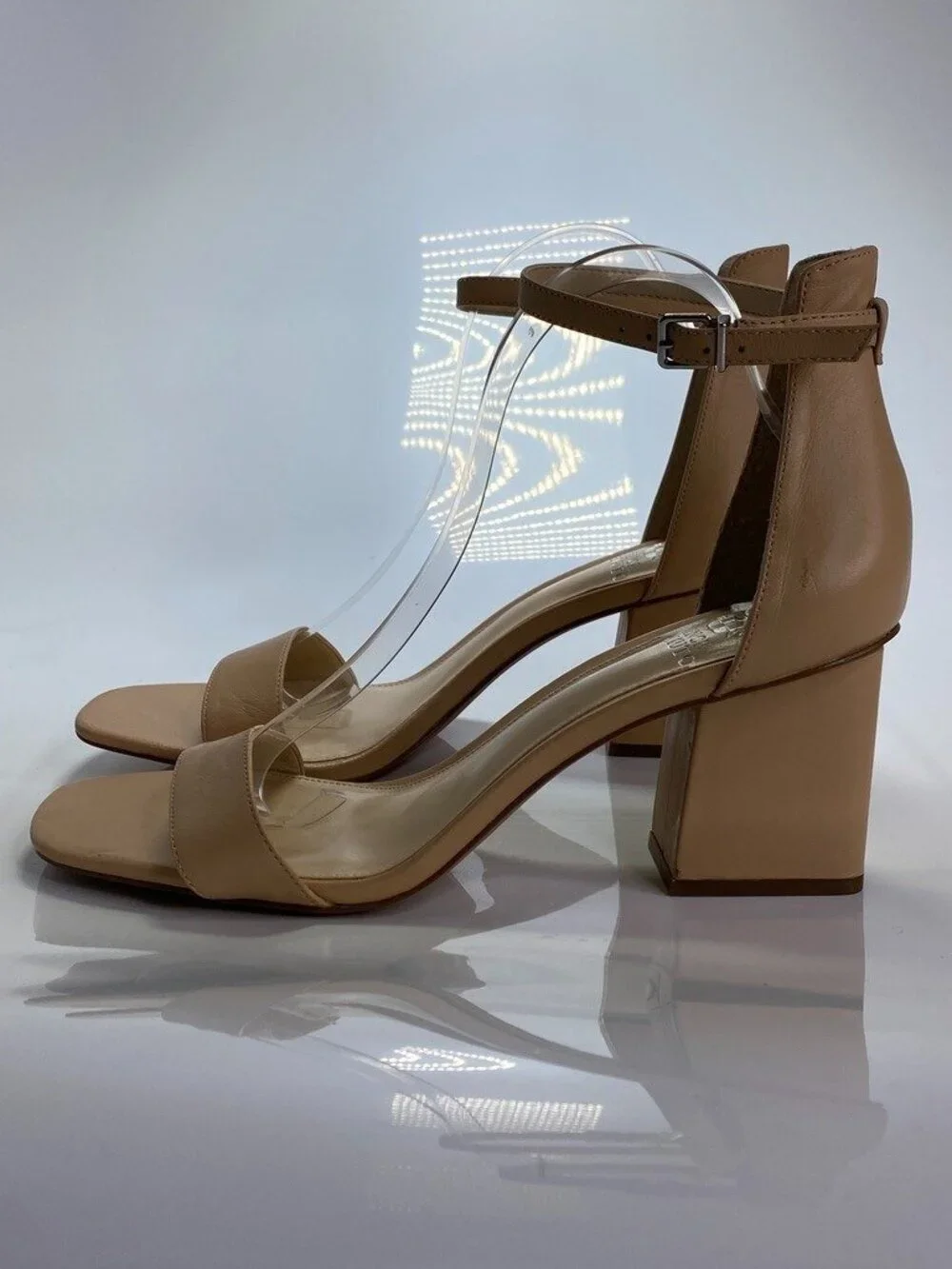 Vince Camuto Women's Margry Ankle Leather Strap Biscuit Block Heel Sandal Sz 11